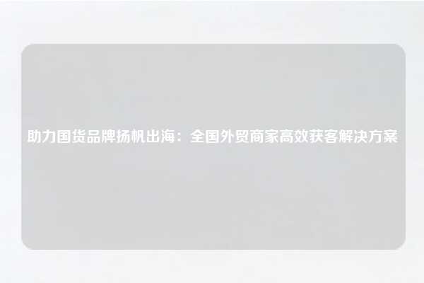 助力国货品牌扬帆出海:全国外贸商家高效获客解决方案