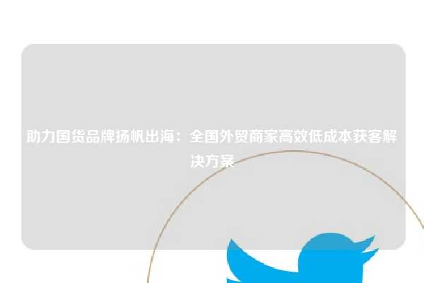 助力国货品牌扬帆出海：全国外贸商家高效低成本获客解决方案