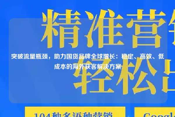 突破流量瓶颈，助力国货品牌全球增长：稳定、高效、低成本的海外获客解决方案