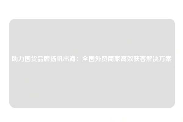 助力国货品牌扬帆出海：全国外贸商家高效获客解决方案