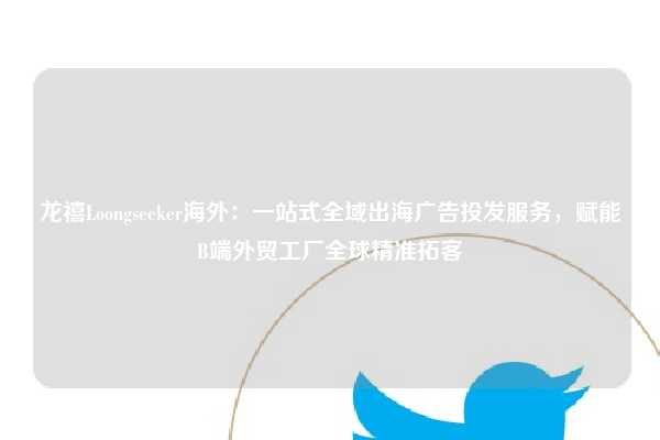 龙禧Loongseeker海外：一站式全域出海广告投发服务，赋能B端外贸工厂全球精准拓客