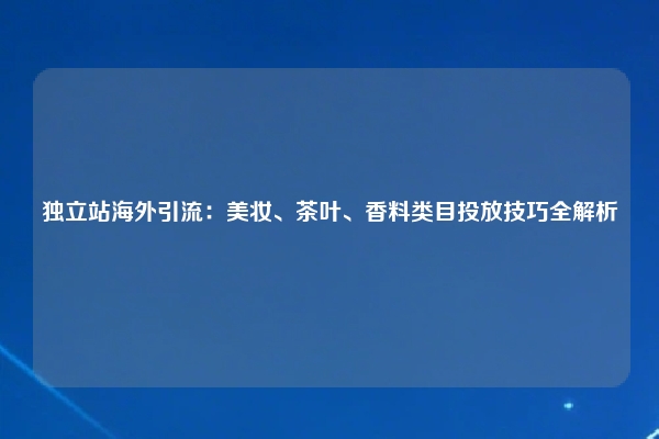 独立站海外引流：美妆、茶叶、香料类目投放技巧全解析