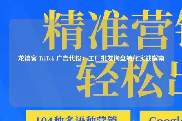 龙禧客 TikTok 广告代投：工厂批发询盘转化实战指南