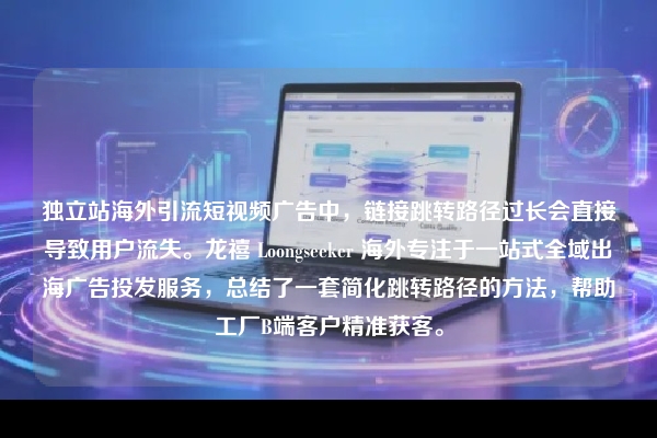 独立站海外引流短视频广告中,链接跳转路径过长会直接导致用户流失。龙禧 Loongseeker 海外专注于一站式全域出海广告投发服务,总结了一套简化跳转路径的方法,帮助工厂B端客户精准获客。