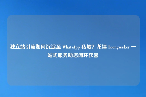 独立站引流如何沉淀至 WhatsApp 私域？龙禧 Loongseeker 一站式服务助您闭环获客