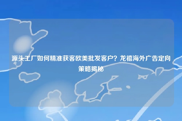 源头工厂如何精准获客欧美批发客户？龙禧海外广告定向策略揭秘