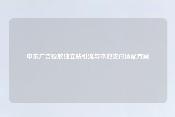 中东广告投放独立站引流与本地支付适配方案