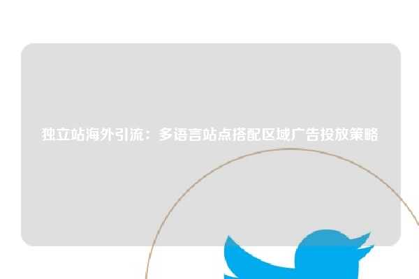 独立站海外引流：多语言站点搭配区域广告投放策略