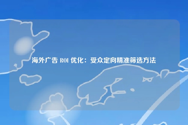 海外广告 ROI 优化:受众定向精准筛选方法